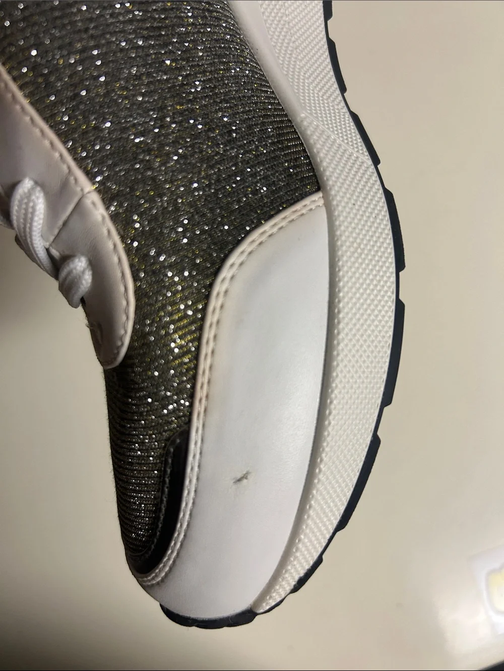 Michael Kors Metallic Olive & White Lace-Up Sneakers